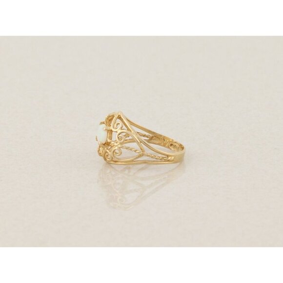 14k Yellow Gold Natural Opal Filigree Ring Size 6 - Picture 5 of 8